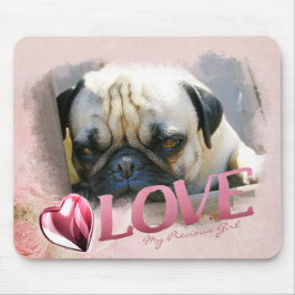 Pet Love: Roze Photo Lijst, Heart & Love - Hor. Muismat