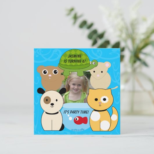 Pet Lover Birthday Uitnodiging (Staand voorkant)