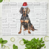 Pet Lover Holiday Black Tan Coonhoun Hond Kerstmis Theedoek (Gevouwen)