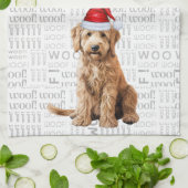 Pet Lover Holiday Goldendoodle Santa Dog Christmas Theedoek (Gevouwen)