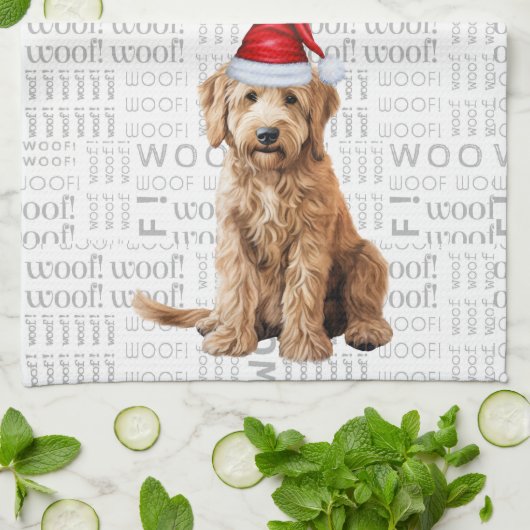 Pet Lover Holiday Goldendoodle Santa Dog Christmas Theedoek (Gevouwen)