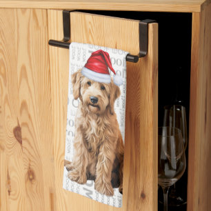 Pet Lover Holiday Goldendoodle Santa Dog Christmas Theedoek