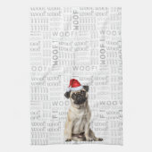 Pet Lover Holiday Pug Santa Dog Christmas Theedoek (Verticaal)
