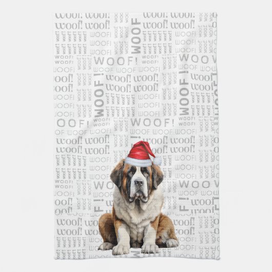 Pet Lover Holiday Saint Bernard Dog Christmas Theedoek (Verticaal)