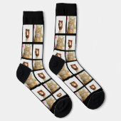 Pet Lover Hond Kat 2 Foto's Collage Custom Zwart Sokken (Rechts)