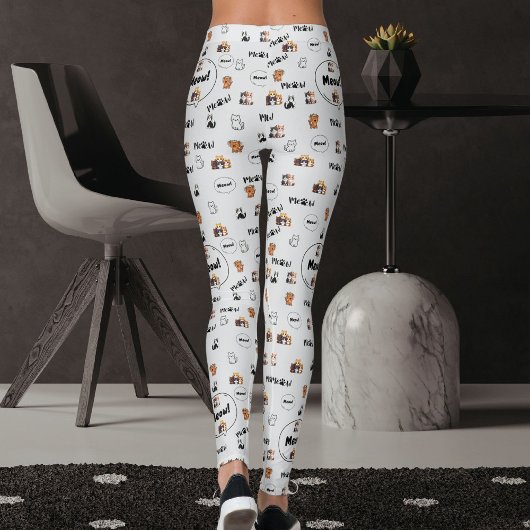Pet Lover Light Grey Kitty Feline Meow Cat Pattern Leggings