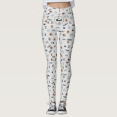Pet Lover Light Grey Kitty Feline Meow Cat Pattern Leggings (Voorkant)