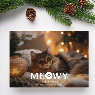 Pet Lover Meowy Christmas Cat Foto van Kerstmis Feestdagenkaart