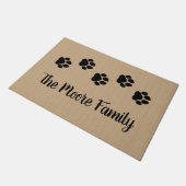 Pet Lover Paw Drukt Gepersonaliseerd Gezinsmonogra Deurmat (Schuin)