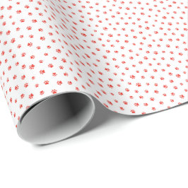 Pet Lover Paw Prints Katten Honden Rood Plezier Cadeaupapier