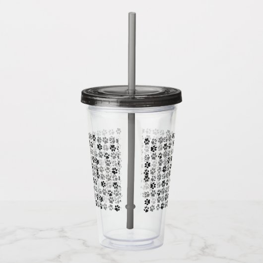 Pet Lover Paw Prints Zwart Wit Acryl Drinkbeker (Rechts)