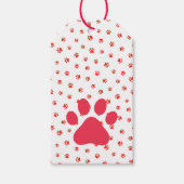 Pet Lover Red Paws Red Gift Wrap Fun Cadeaulabel (Voorkant)