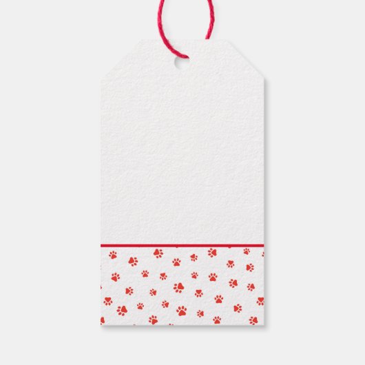Pet Lover Red Paws Red Gift Wrap Fun Cadeaulabel (Achterkant)