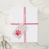 Pet Lover Red Paws Red Gift Wrap Fun Cadeaulabel (Met Touw)