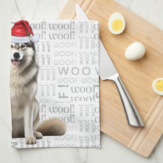 Pet Lover Vakantie Alaskan Malamute Hond Kerstmis Theedoek (Quarter Fold)