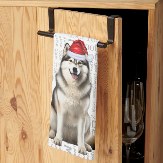 Pet Lover Vakantie Alaskan Malamute Hond Kerstmis Theedoek (Derde Gevouwen)