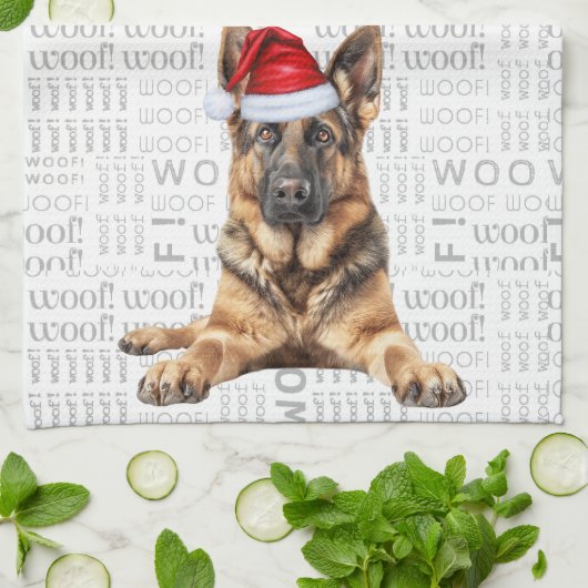 Pet Lover Vakantie Duitse Herdershond Kerstmis Theedoek (Gevouwen)