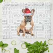 Pet Lover Vakantie Franse Bulldog Kerstman Theedoek (Gevouwen)