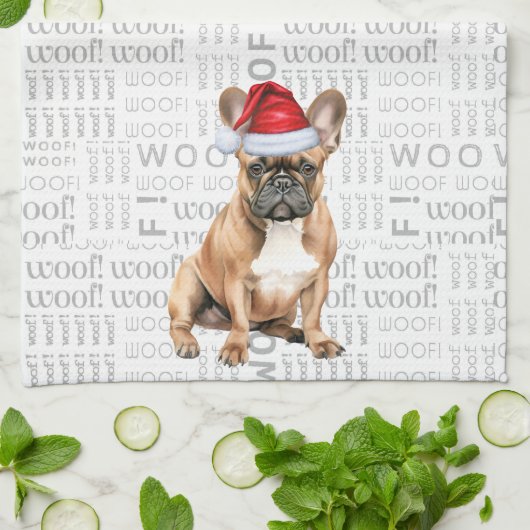 Pet Lover Vakantie Franse Bulldog Kerstman Theedoek (Gevouwen)
