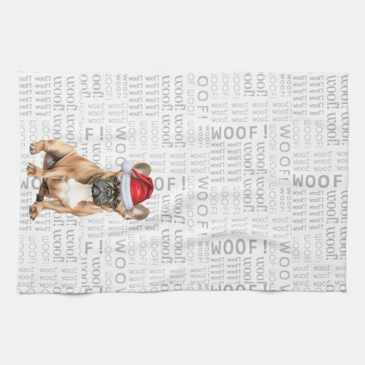 Pet Lover Vakantie Franse Bulldog Kerstman Theedoek (Horizontaal)