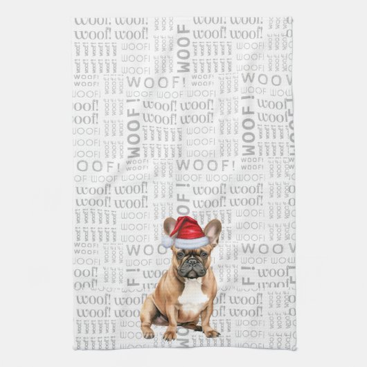 Pet Lover Vakantie Franse Bulldog Kerstman Theedoek (Verticaal)