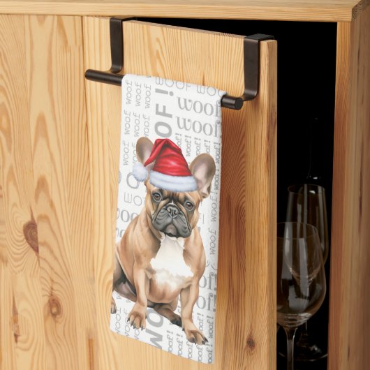 Pet Lover Vakantie Franse Bulldog Kerstman Theedoek (Derde Gevouwen)