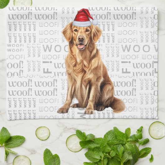Pet Lover Vakantie Golden Retriever Hond Kerstmis Theedoek (Gevouwen)