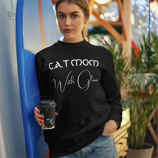 Pet Lover White Script Cat Mom Personalized Black Trui