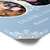 Pet Lovers Blue Coastal Chic Wedding Open Bar Sign Poster (Hoek)