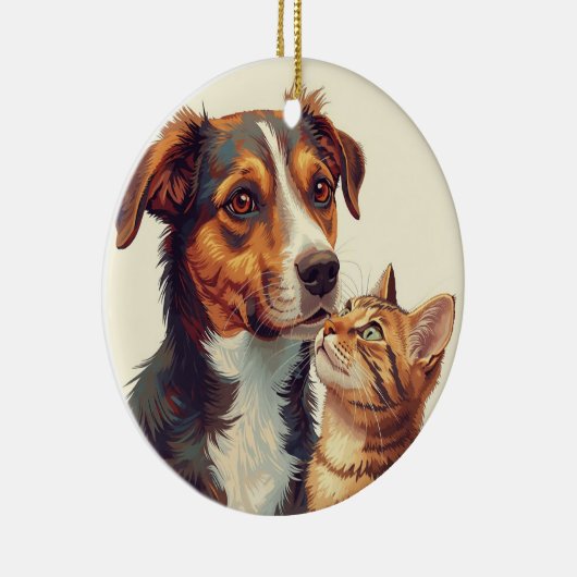 Pet Lovers Christmas Ornament | Dog & Cat (Rechts)