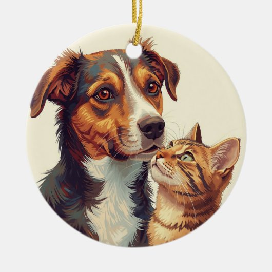 Pet Lovers Christmas Ornament | Dog & Cat  (Voorkant)