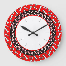 Pet Lover's Dog Bone and Paw Print Grote Klok