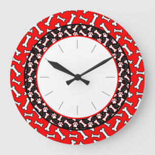 Pet Lover's Dog Bone and Paw Print Grote Klok