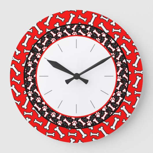 Pet Lover's Dog Bone and Paw Print Grote Klok (Voorkant)