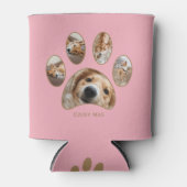 Pet Lovers Gold Paw Print Name Foto Collage Pink Blikjeskoeler (Voorkant)