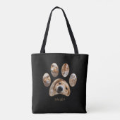 Pet Lovers Gold Paw Print Name Photo Collage Tote Bag (Achterkant)