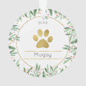 Pet Lovers Groen & Goud Onze eerste Kerstfoto Ornament (achterkant)