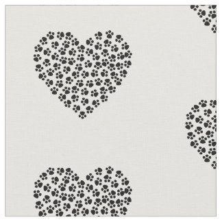 Pet Lovers Heart Paw Prints Patroon Stof