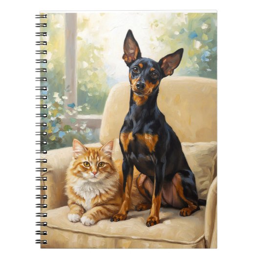 Pet Lovers Notebook - Dog Cat Oil Painting Journal Notitieboek (Voorkant)