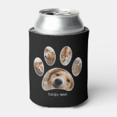 Pet Lovers Paw Naam Foto Collage Zwart Blikjeskoeler (Blikje Voorkant)