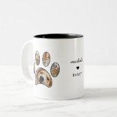Pet Lovers Paw Print Aangepaste naam Foto Collage Tweekleurige Koffiemok (Voorkant links)