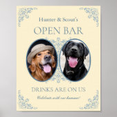 Pet Lovers Yellow Chic Wedding Open Bar Sign Poster (Voorkant)