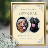 Pet Lovers Yellow Chic Wedding Open Bar Sign Poster