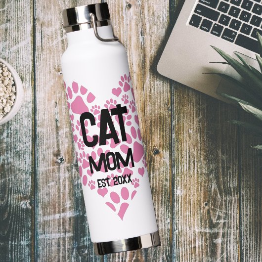 Pet mam mama to Cat Dog Paw Print Love Heart Waterfles