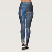 Pet Mama Moderne Nep Denim Patchwork Gescheurde Bl Leggings (Achterkant)