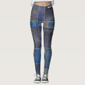 Pet Mama Moderne Nep Denim Patchwork Gescheurde Bl Leggings (Voorkant)