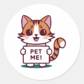 Pet Me-Kat Ronde Sticker (Voorkant)