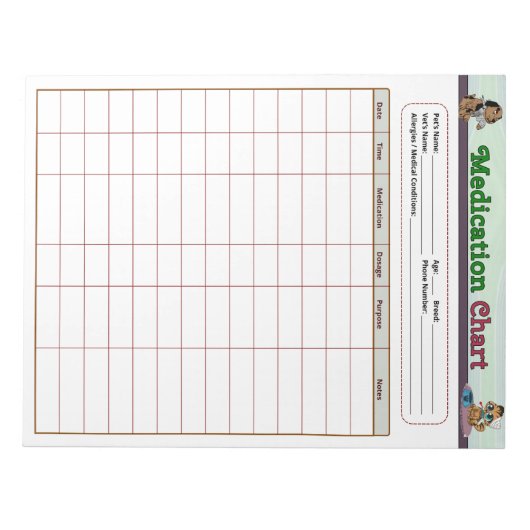 Pet Medication Notitieblok (Voorkant)