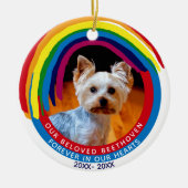Pet Memorial 2-Sided 2-foto regenboogbrug Keramisch Ornament (Voorkant)