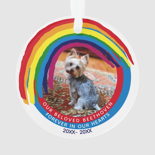 Pet Memorial 2-Sided 2-foto regenboogbrug Ornament (achterkant)